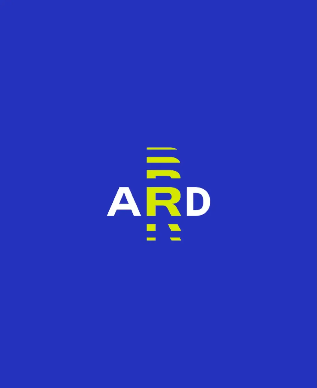 Le monogramme ARD sur fond bleu digital