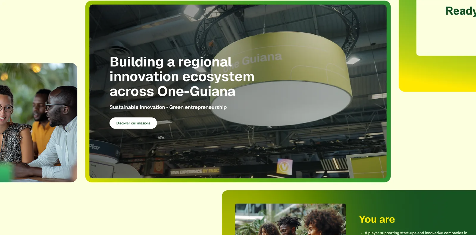 Écrans du site One Guiana : « Building a regional innovation ecosystem across One-Guiana »