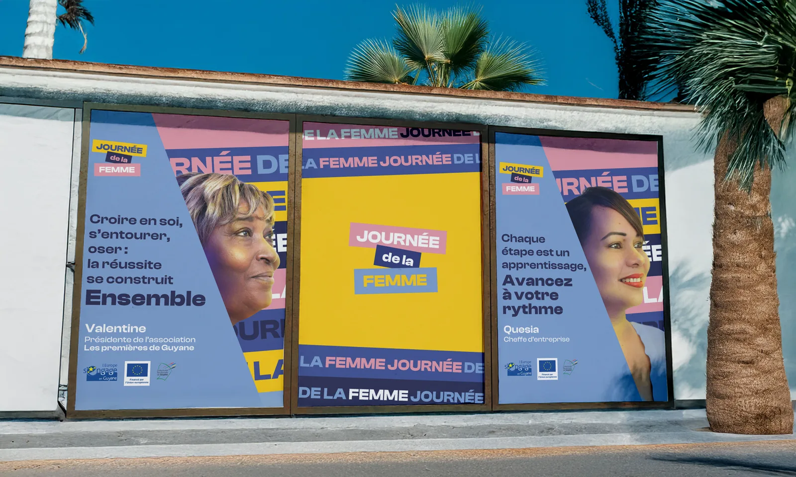 Affiches de la Journée de la femme : mise en situation sur un mur