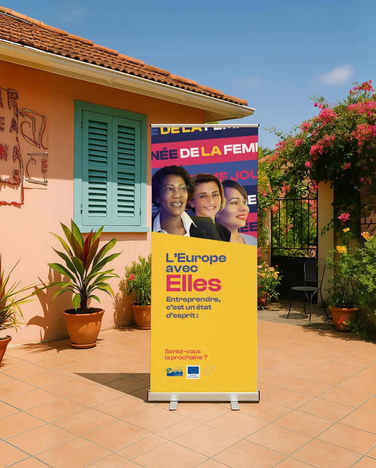 Campagne « L’Europe avec Elles » : mise en situation d’un kakémono